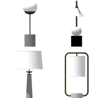 现代金属台灯su模型