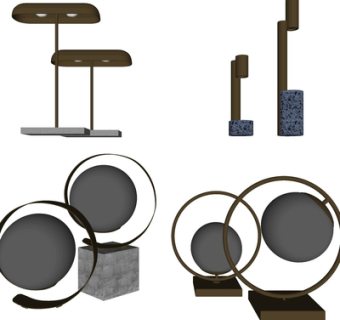 现代金属台灯su模型