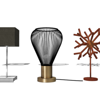 现代金属台灯su模型