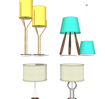 现代金属台灯su模型