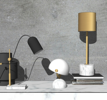 现代金属台灯su模型