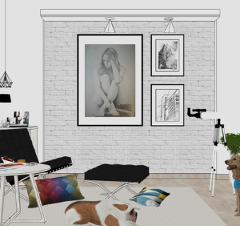 现代休闲桌椅su模型