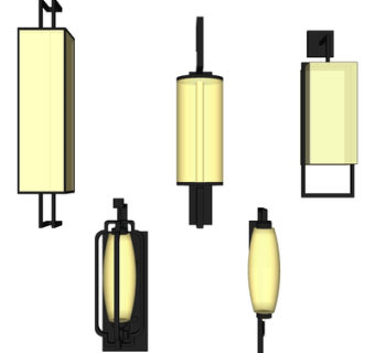 新中式壁灯su模型