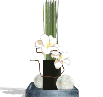 现代花瓶花卉su模型
