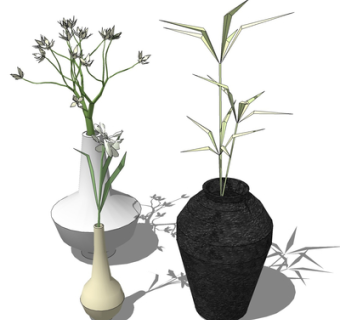现代花瓶花卉su模型