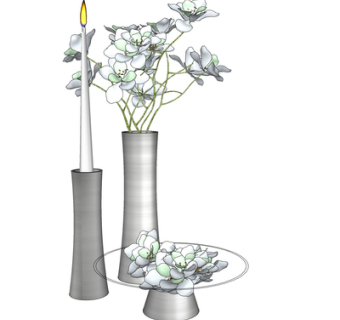 现代花瓶花卉su模型
