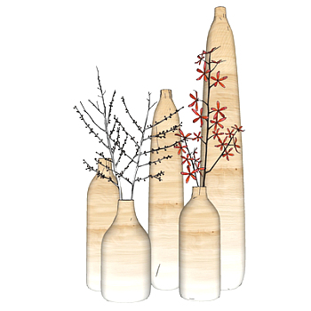 现代花瓶花卉su模型