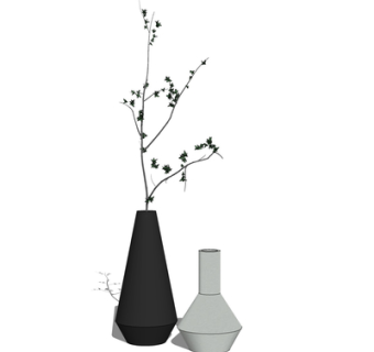 现代花瓶花卉su模型