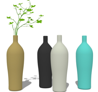 现代花瓶花卉su模型