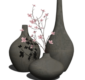 现代花瓶花卉su模型