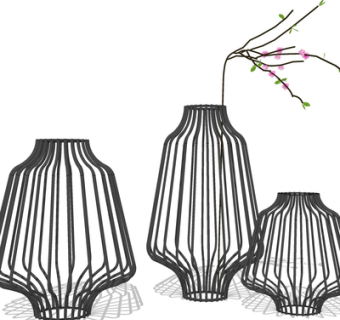 现代金属花瓶su模型