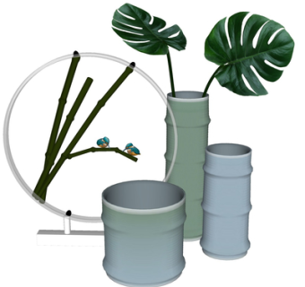 现代花瓶花卉su模型