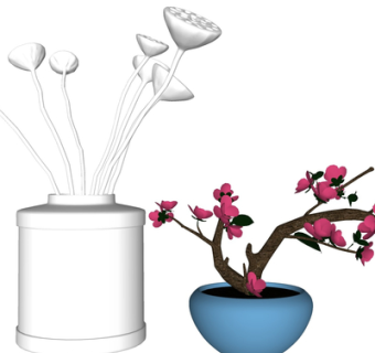 新中式盆栽su模型