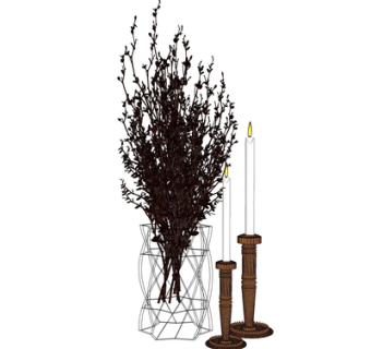 现代花瓶花卉su模型