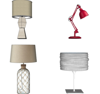 现代金属台灯组合su模型