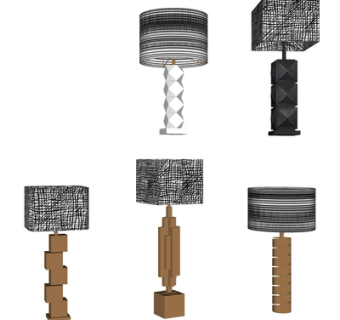 现代金属台灯组合su模型