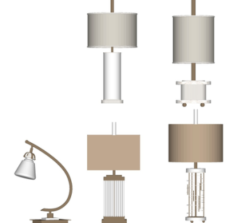 现代金属台灯组合su模型