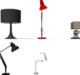 现代金属台灯组合su模型