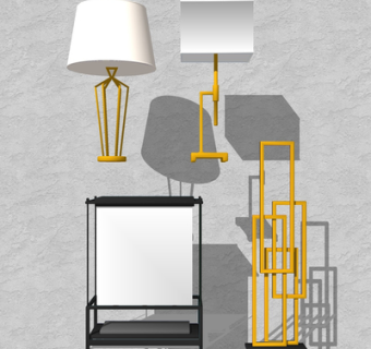 现代金属台灯su模型