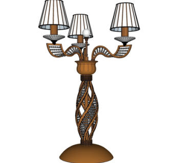 欧式金属台灯su模型