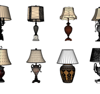 欧式金属台灯su模型