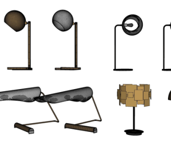 现代金属台灯组合su模型