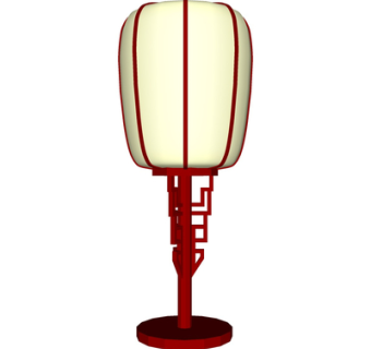新中式实木台灯su模型