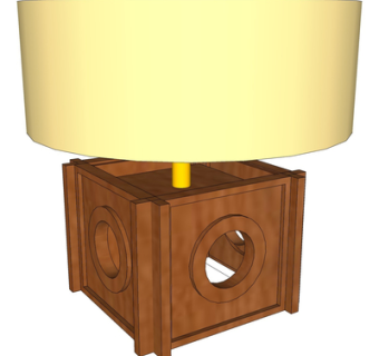 现代实木台灯su模型