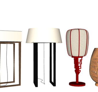 现代实木台灯su模型