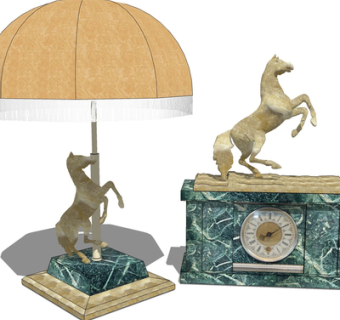 欧式骏马台灯su模型