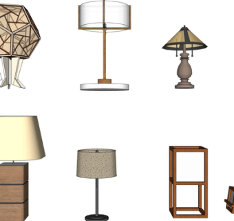 现代实木台灯su模型