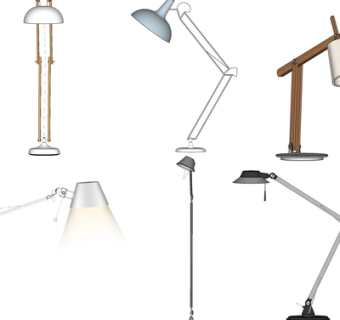 现代金属台灯su模型