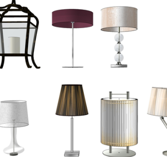 现代金属台灯组合su模型