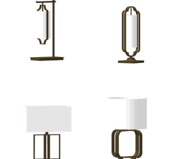 新中式台灯su模型