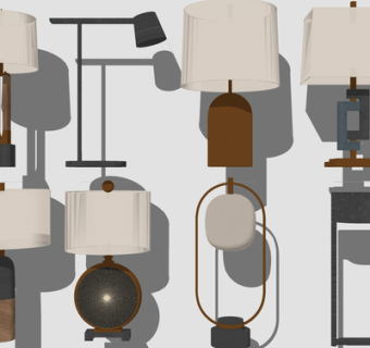 现代金属台灯组合su模型