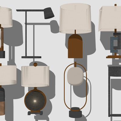 现代金属台灯组合su模型