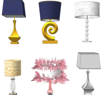 现代金属台灯su模型