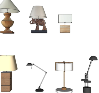 现代金属台灯su模型