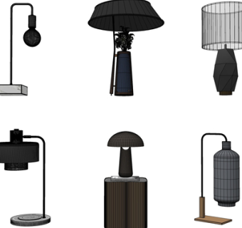 现代金属台灯su模型