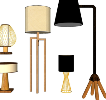 现代金属台灯su模型