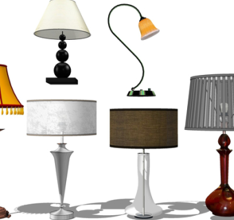 现代金属台灯组合su模型