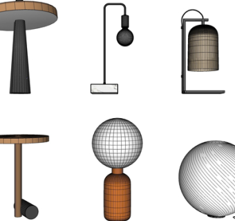 现代金属台灯su模型