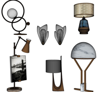 现代金属台灯su模型