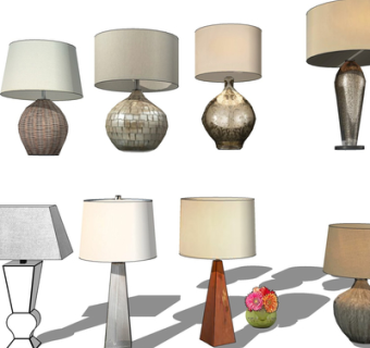 现代金属台灯su模型