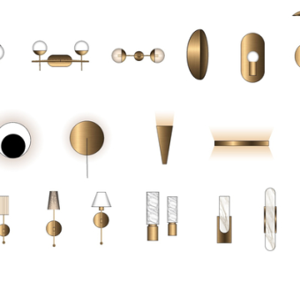 现代金属台灯su模型