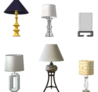 现代金属台灯组合su模型