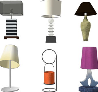 现代金属台灯组合su模型