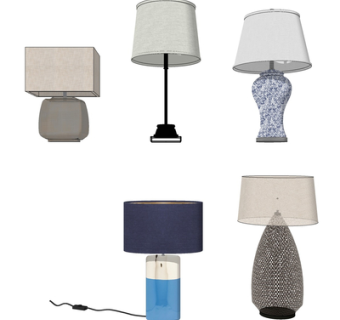 现代金属台灯组合su模型