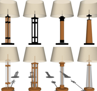 现代金属台灯su模型