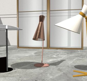 现代金属台灯su模型